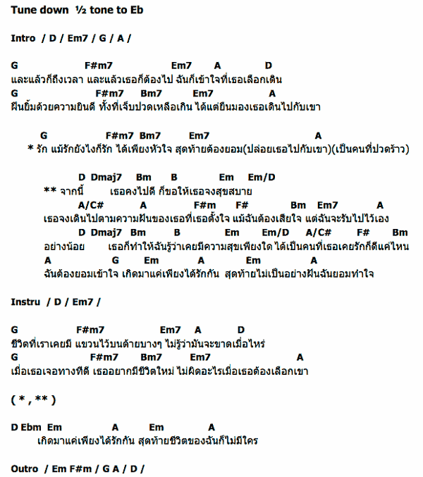 เกิดมาแค่รักกัน คอร์ดเพลง